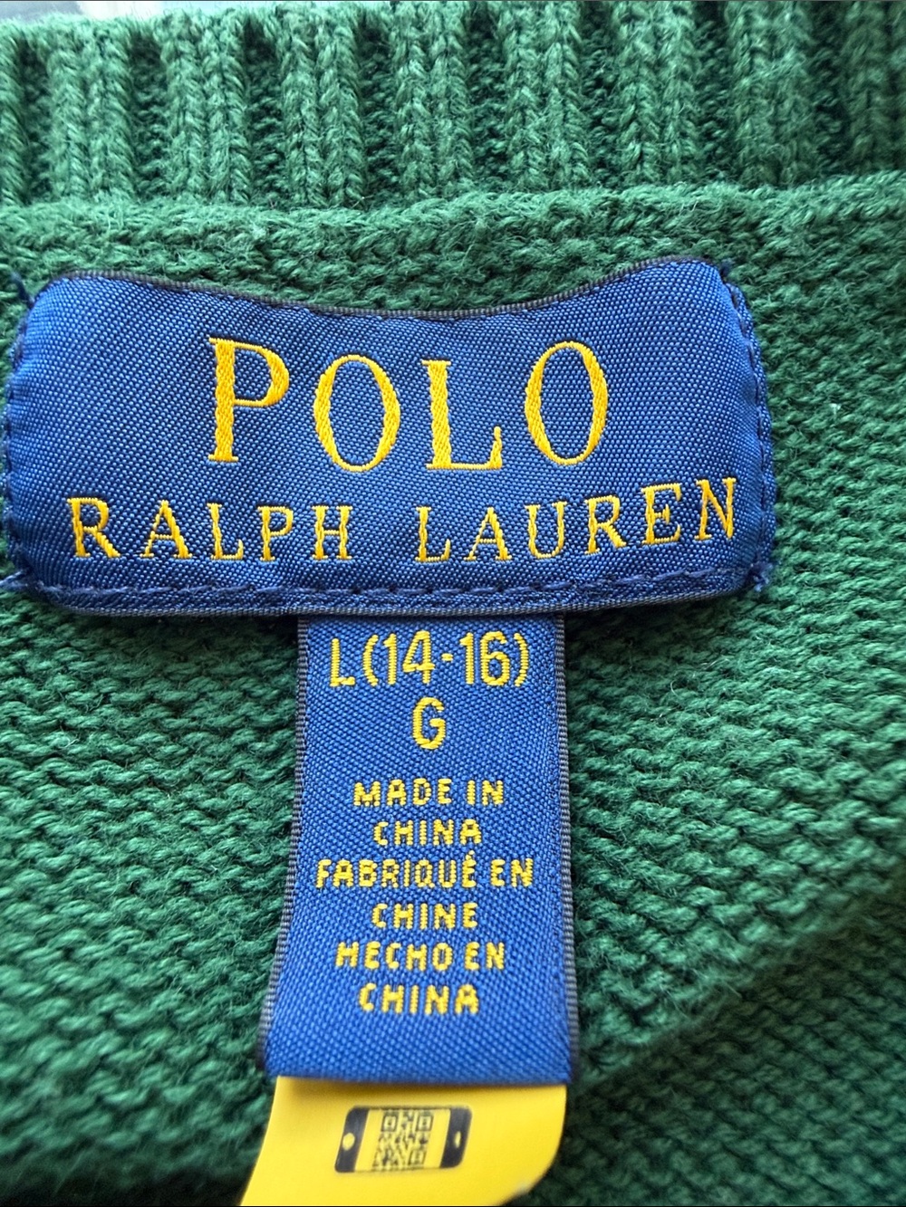 Polo Ralph Lauren English Bulldog Intarsia Knit Green Cotton Boy’s Sweater. XL. - Picture 2 of 6